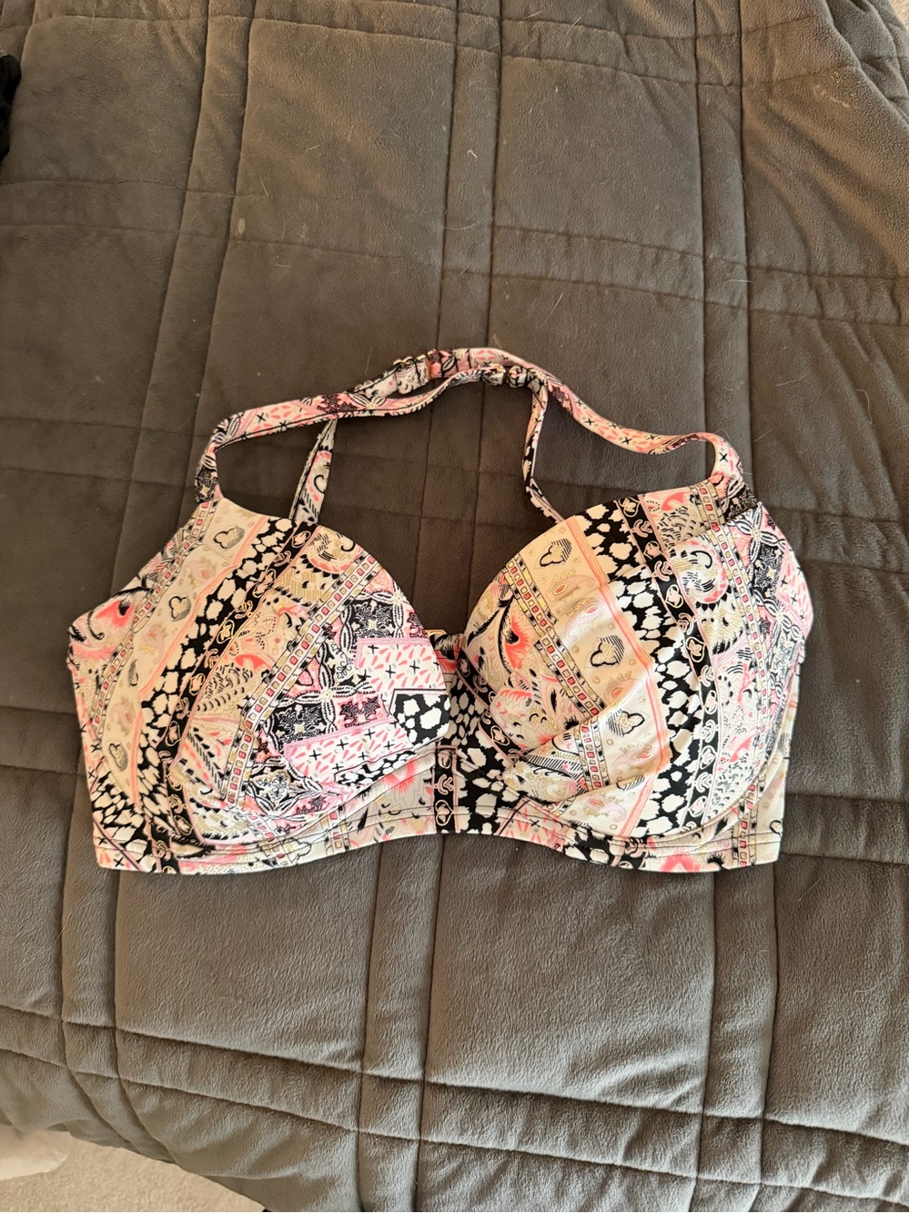 Victoria's Secret Pink, Black and gold padded underwire Bikini Top